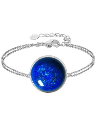 Bracelet argent rhodié - 3,2g -  Lapis Lazuli - cabochon - 18mm - 15+5cm