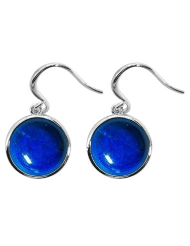 Boucles d'oreilles argent rhodié - 3,2g -  Lapis Lazuli - cabochon - 12mm