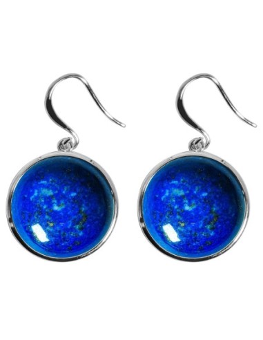 Boucles d'oreilles argent rhodié - 4,2g -  Lapis Lazuli - cabochon - 18mm