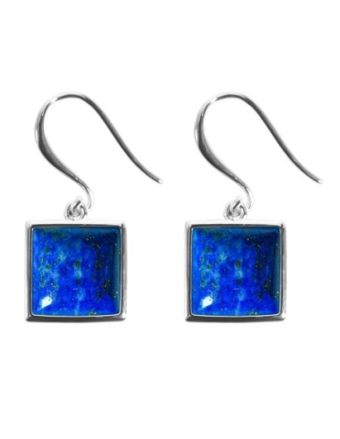 Boucles d'oreilles argent rhodié - 2,8g -  Lapis Lazuli - cabochon - 10x10mm