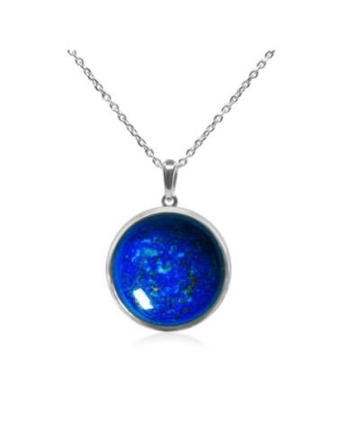 Pendentif argent rhodié - 2,3g -  Lapis Lazuli - cabochon - 18mm