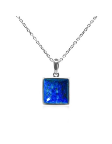 Pendentif argent rhodié - 1,3g -  Lapis Lazuli - cabochon - 10x10mm