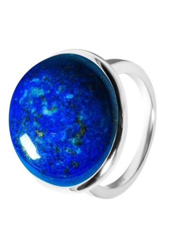 Bague argent rhodié - 5g -  Lapis Lazuli - cabochon - 18mm - T52 à 64