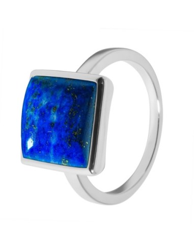 Bague argent rhodié - 3,2g -  Lapis Lazuli - cabochon - 10x10mm - T50 à 64