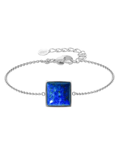 Bracelet argent rhodié - 2,2g -  Lapis Lazuli - cabochon - 10x10mm - 15+5cm