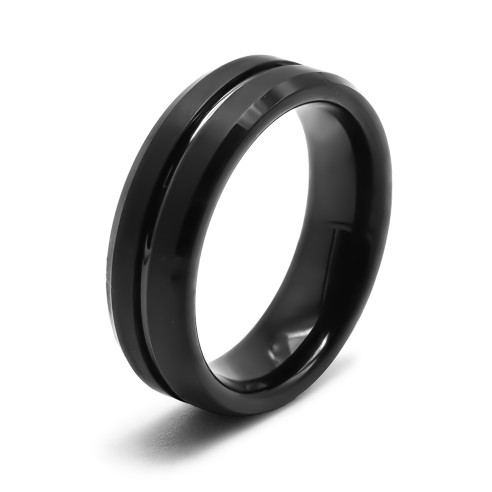 Bague tungstène - intérieur confort noir - possibiité support intégration fil or - largeur 6mm