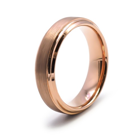 Bague tungstène - PVD rosé - intérieur confort - finition brossée - largeur 6mm