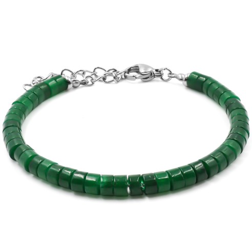 Bracelet acier - jade - diamètre 4mm - 15+4cm