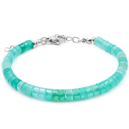 Bracelet acier - amazonite - diamètre 4mm - 15+4cm