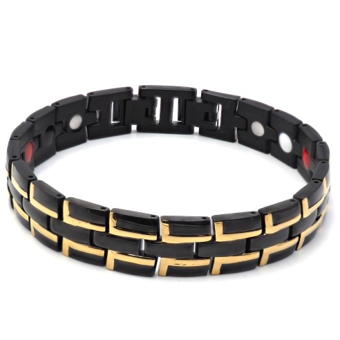 Bracelet magnétique en acier - PVD doré et acier - largeur 12mm - longueur 21cm