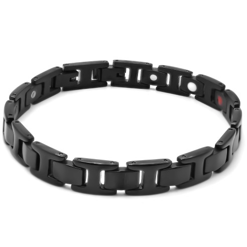 Bracelet magnétique en acier - PVD noir - largeur 12mm - longueur 21cm