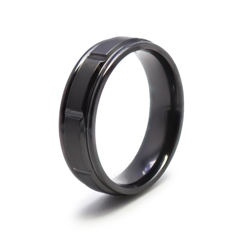 Bague en black zirconium - finition polie et brossée - largeur 6mm - Taille 58 à 68