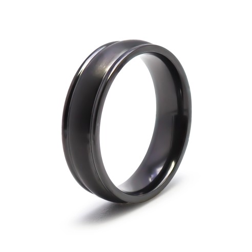 Bague en black zirconium - finition polie - largeur 6mm - Taille 58 à 68