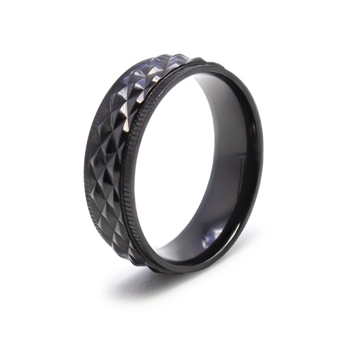 Bague en black zirconium - effet pyramide - finition polie - largeur 7mm - Taille 58 à 68