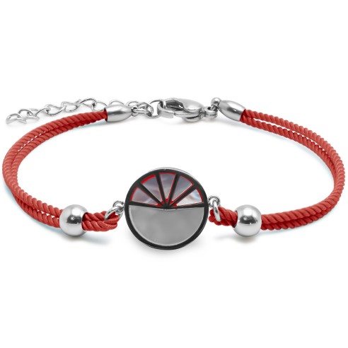 Bracelet acier coton rouge - email et nacre - 15+5cm