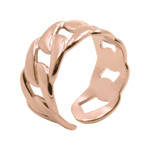 Bague réglable acier - PVD rosé - Taille réglable 52 à 57